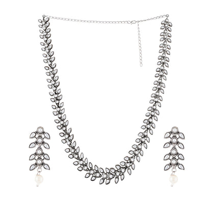 Roohi Silver Oxidised Pearl Necklace Set