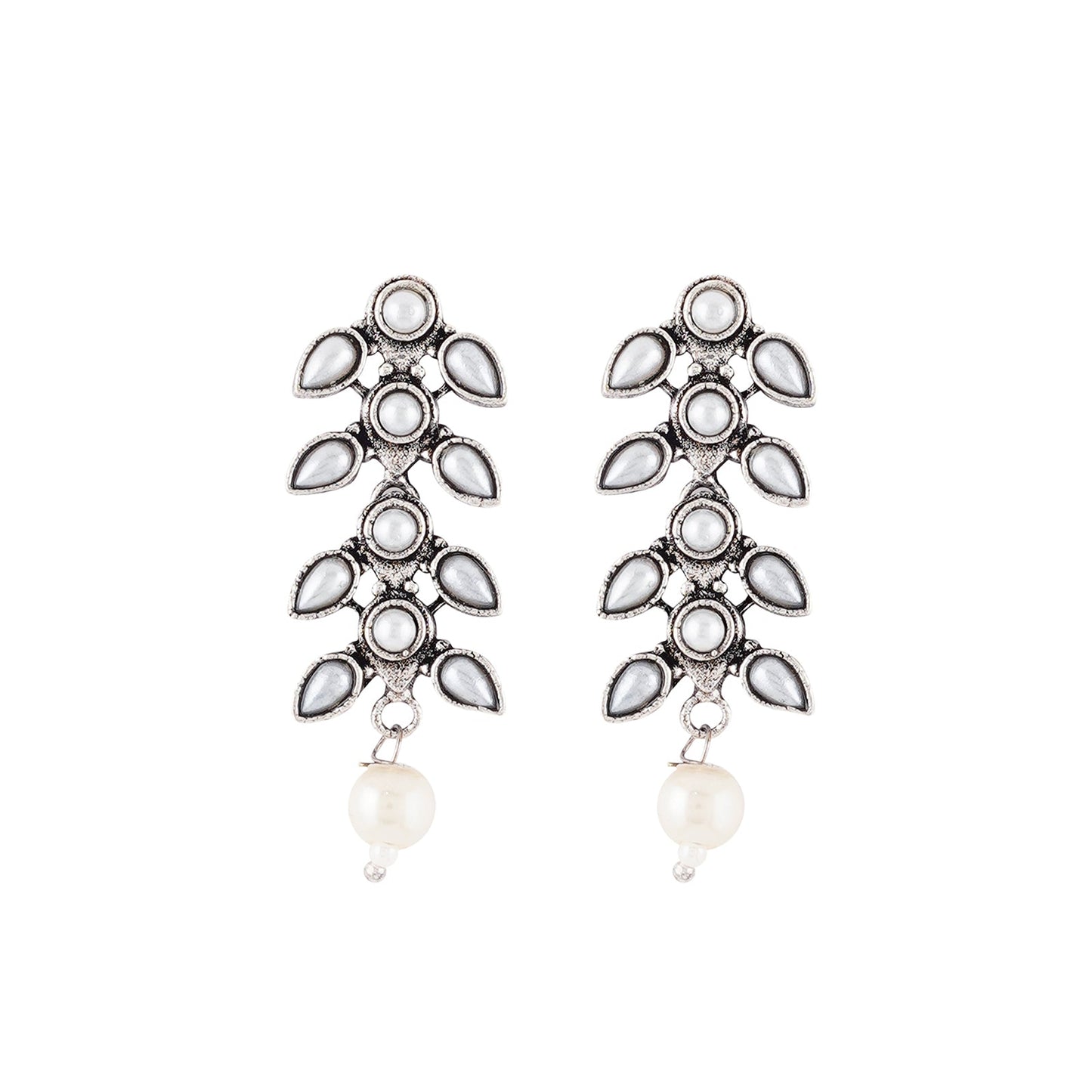 Roohi Silver Oxidised Pearl Necklace Set