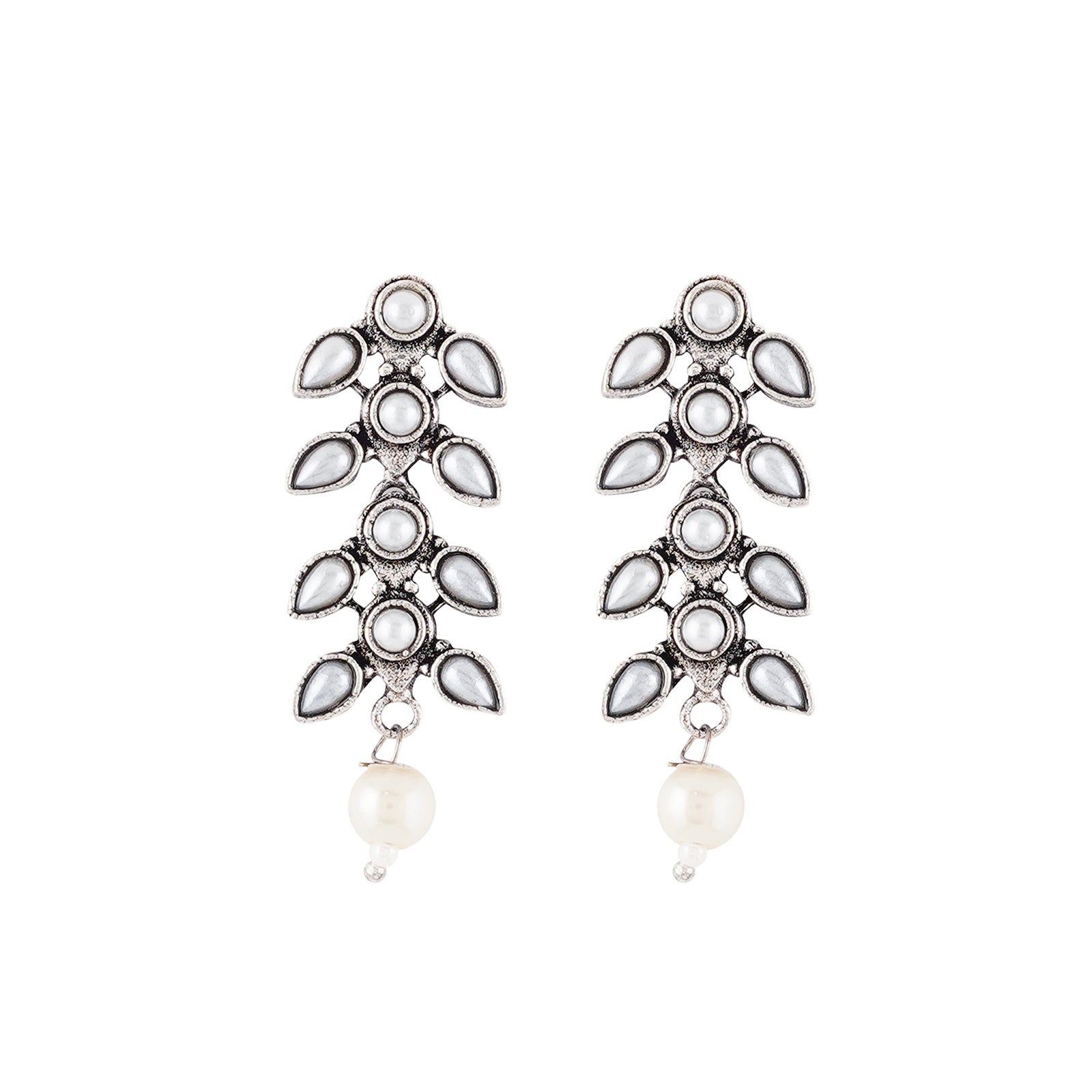 Roohi Silver Oxidised Pearl Necklace Set