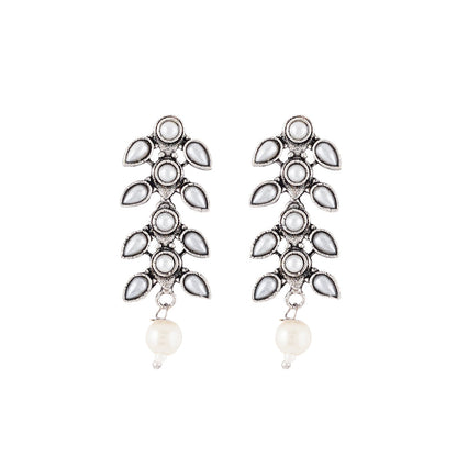 Roohi Silver Oxidised Pearl Necklace Set