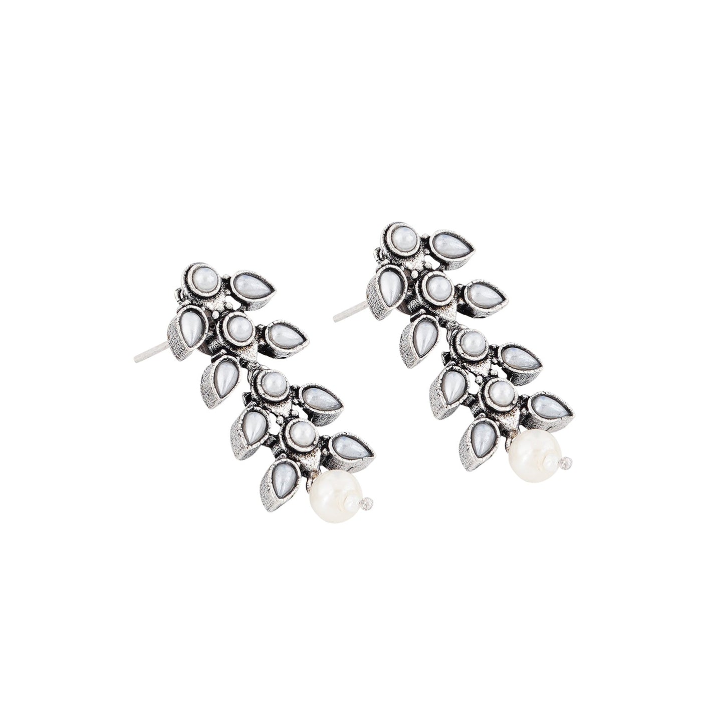 Roohi Silver Oxidised Pearl Necklace Set