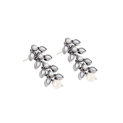 Roohi Silver Oxidised Pearl Necklace Set