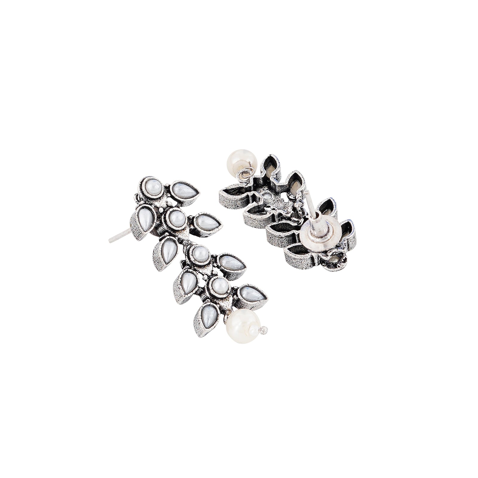 Roohi Silver Oxidised Pearl Necklace Set