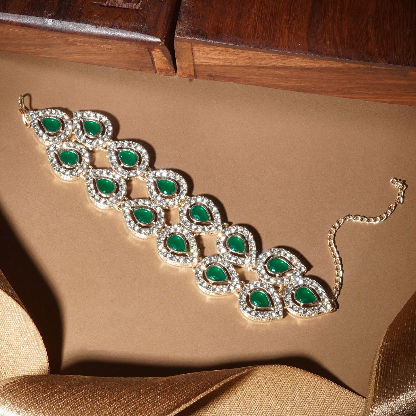 Teejh Viaara Silver Green Bracelet