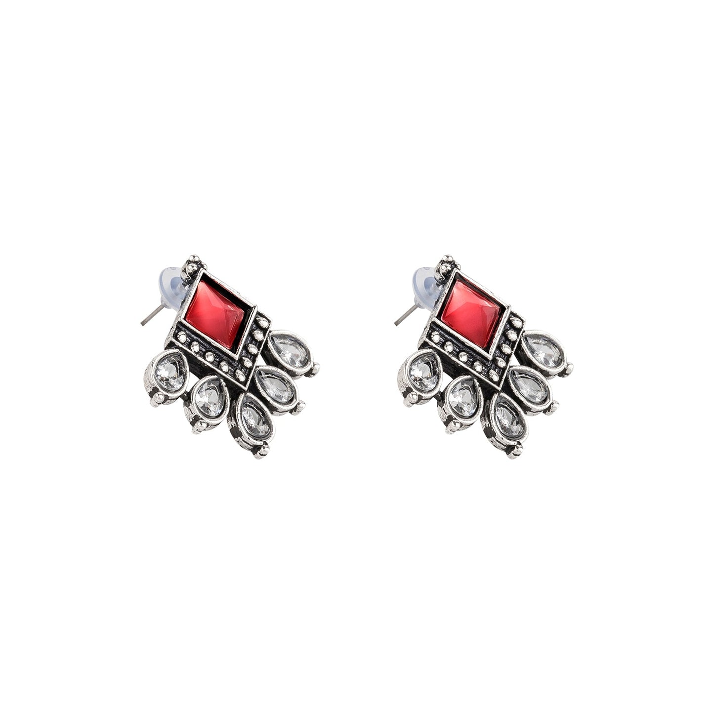 Teejh Charulatha Pastel Pink Silver Oxidised Earrings