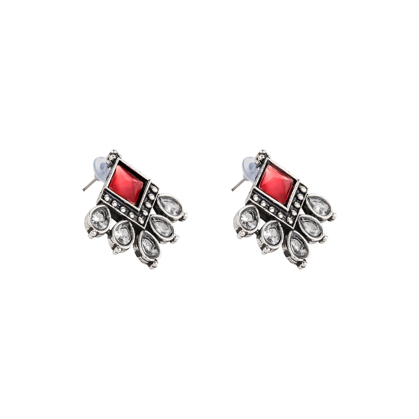 Teejh Charulatha Pastel Pink Silver Oxidised Earrings