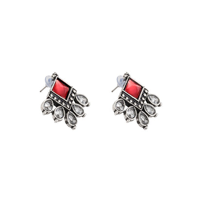Teejh Charulatha Pastel Pink Silver Oxidised Earrings