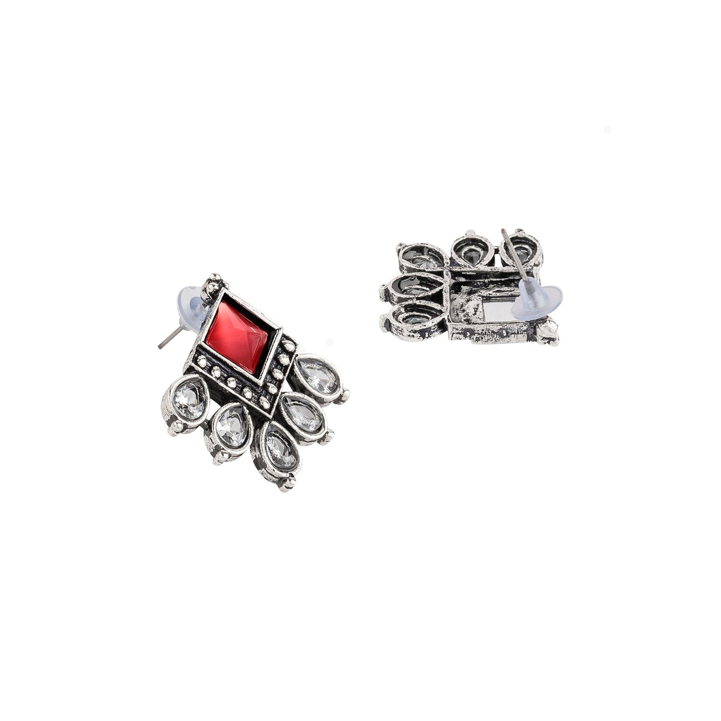 Teejh Charulatha Pastel Pink Silver Oxidised Earrings
