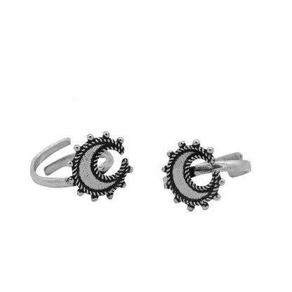 Kshtriya Moon Silver Oxidized  Toe rings - Teejh