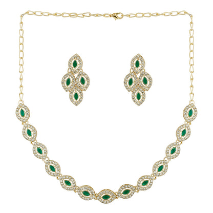 Teejh Dharika Silver Green Necklace set