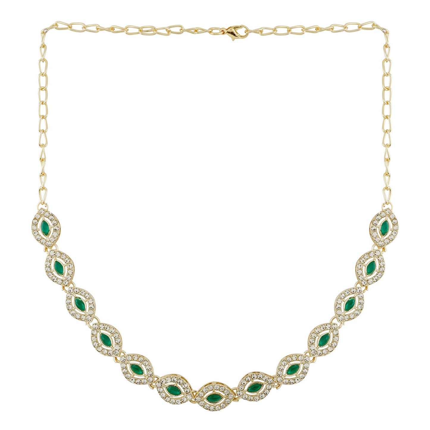 Teejh Dharika Silver Green Necklace set