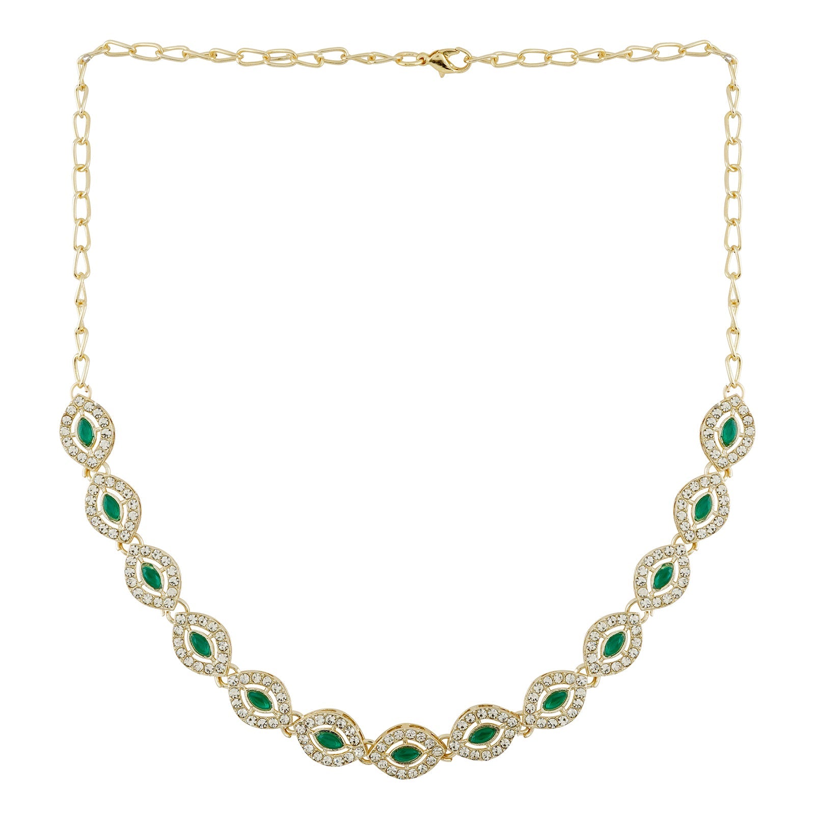 Teejh Dharika Silver Green Necklace set