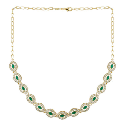Teejh Dharika Silver Green Necklace set