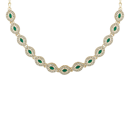 Teejh Dharika Silver Green Necklace set