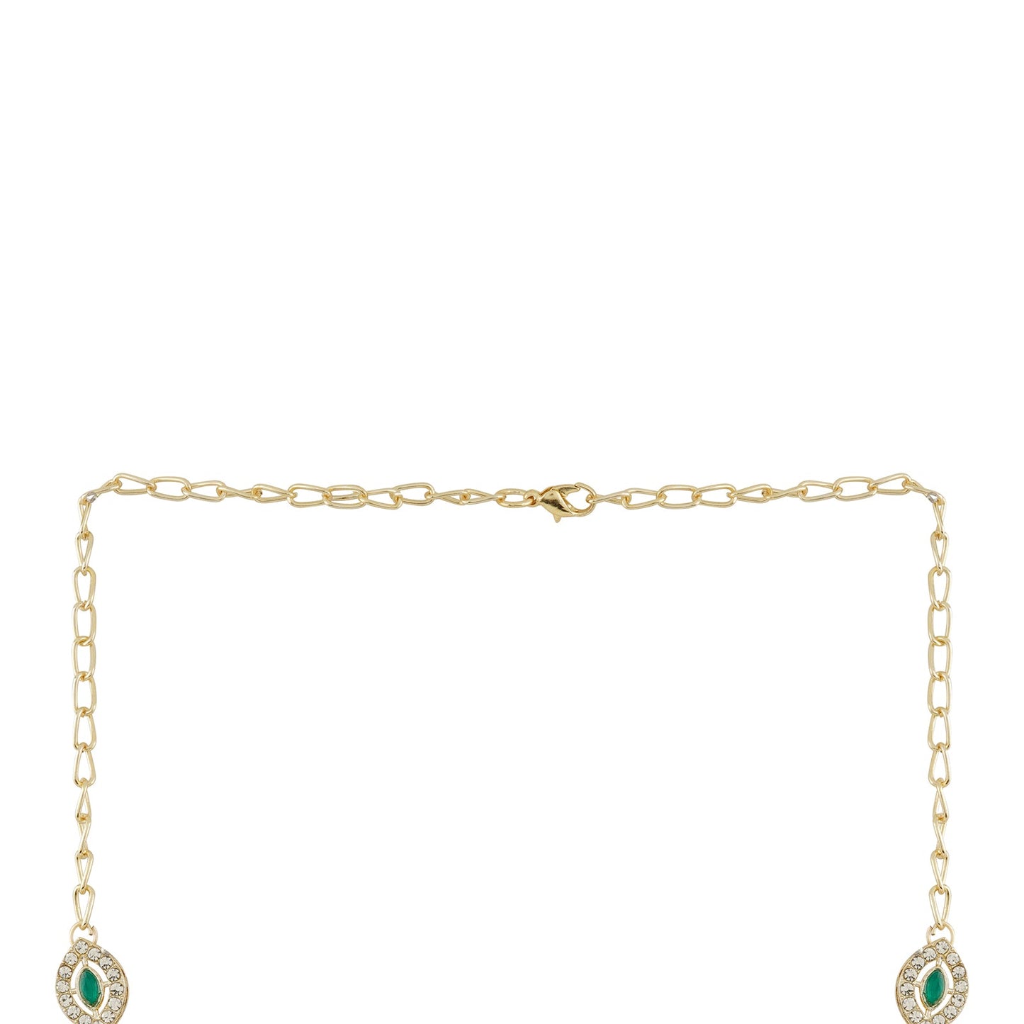 Teejh Dharika Silver Green Necklace set