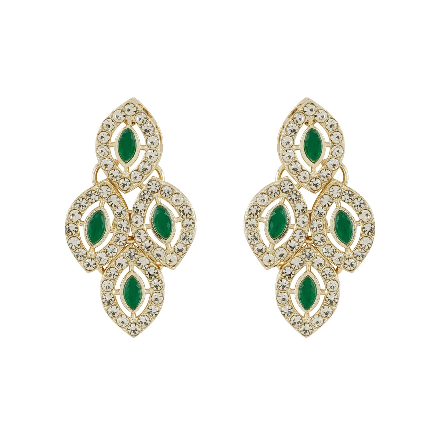 Teejh Dharika Silver Green Necklace set