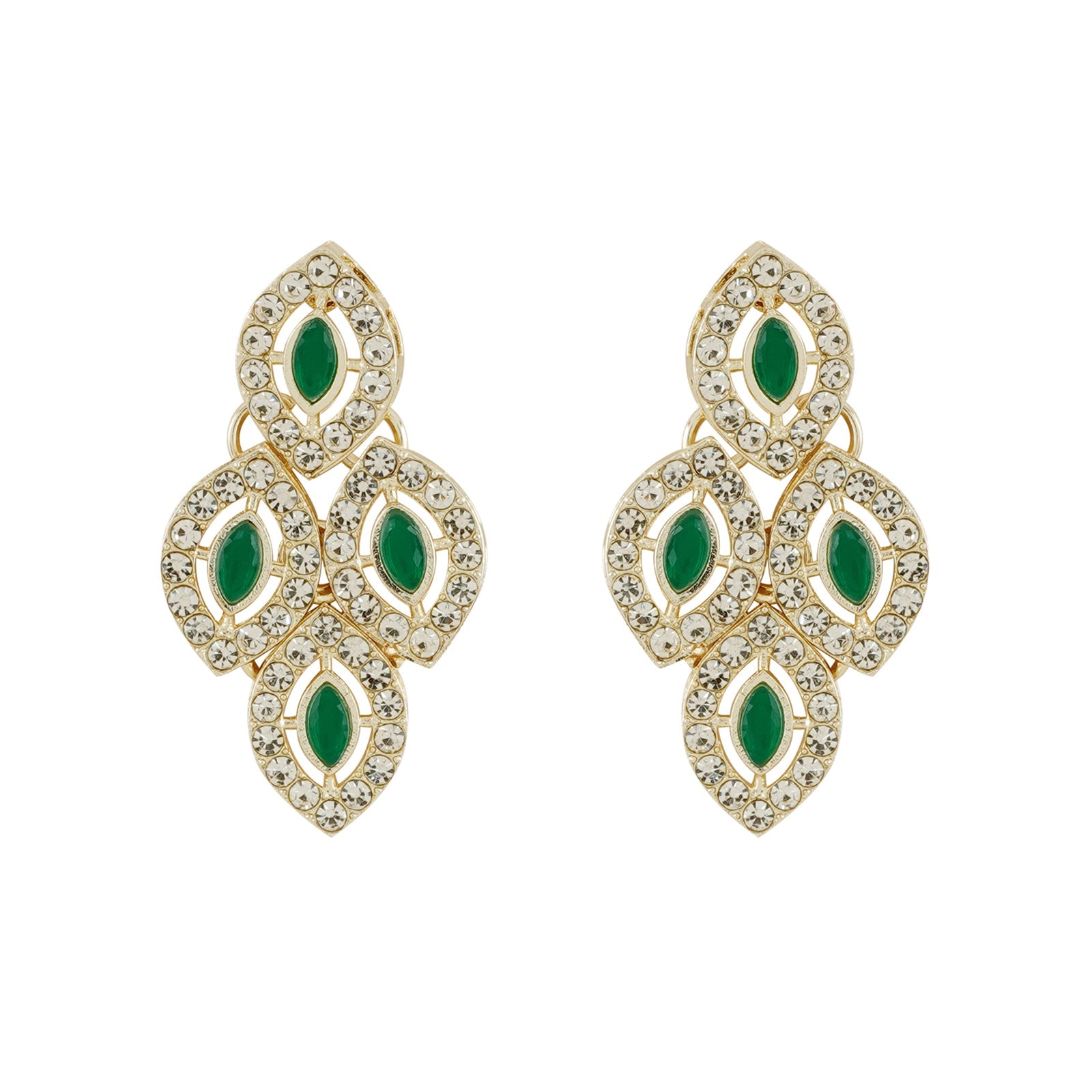 Teejh Dharika Silver Green Necklace set