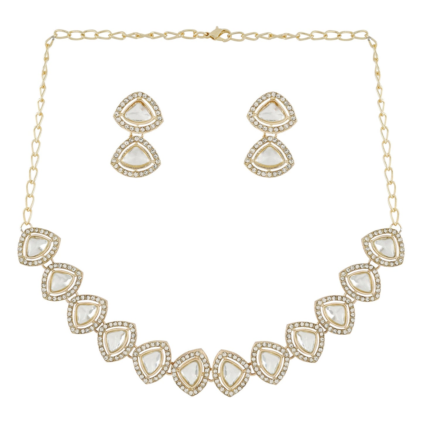Teejh Vatsala Gold White Necklace set
