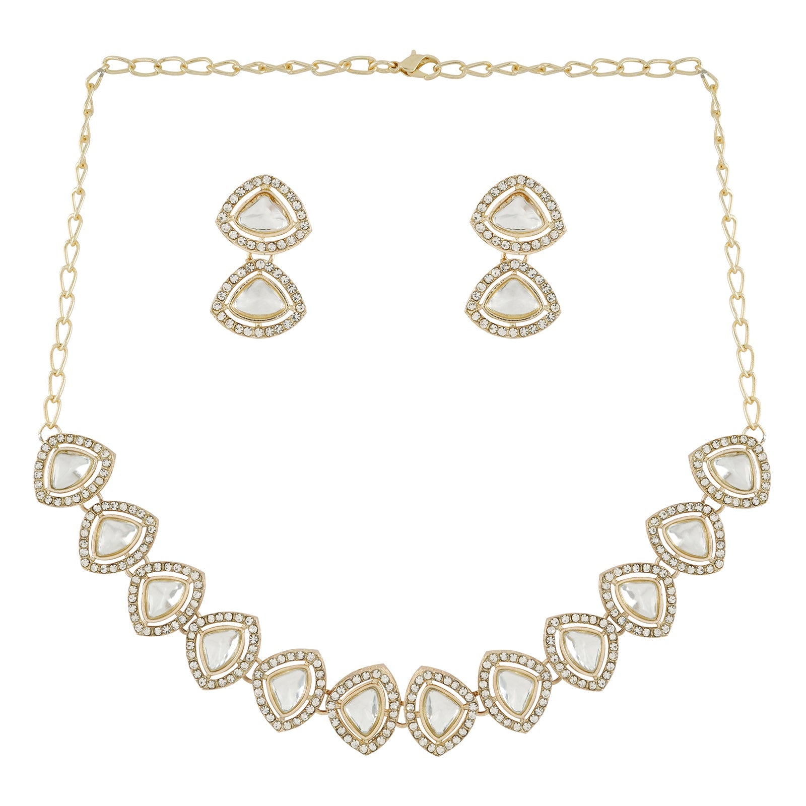 Teejh Vatsala Gold White Necklace set