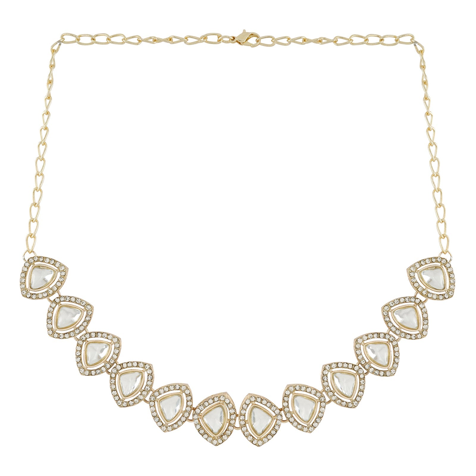 Teejh Vatsala Gold White Necklace set