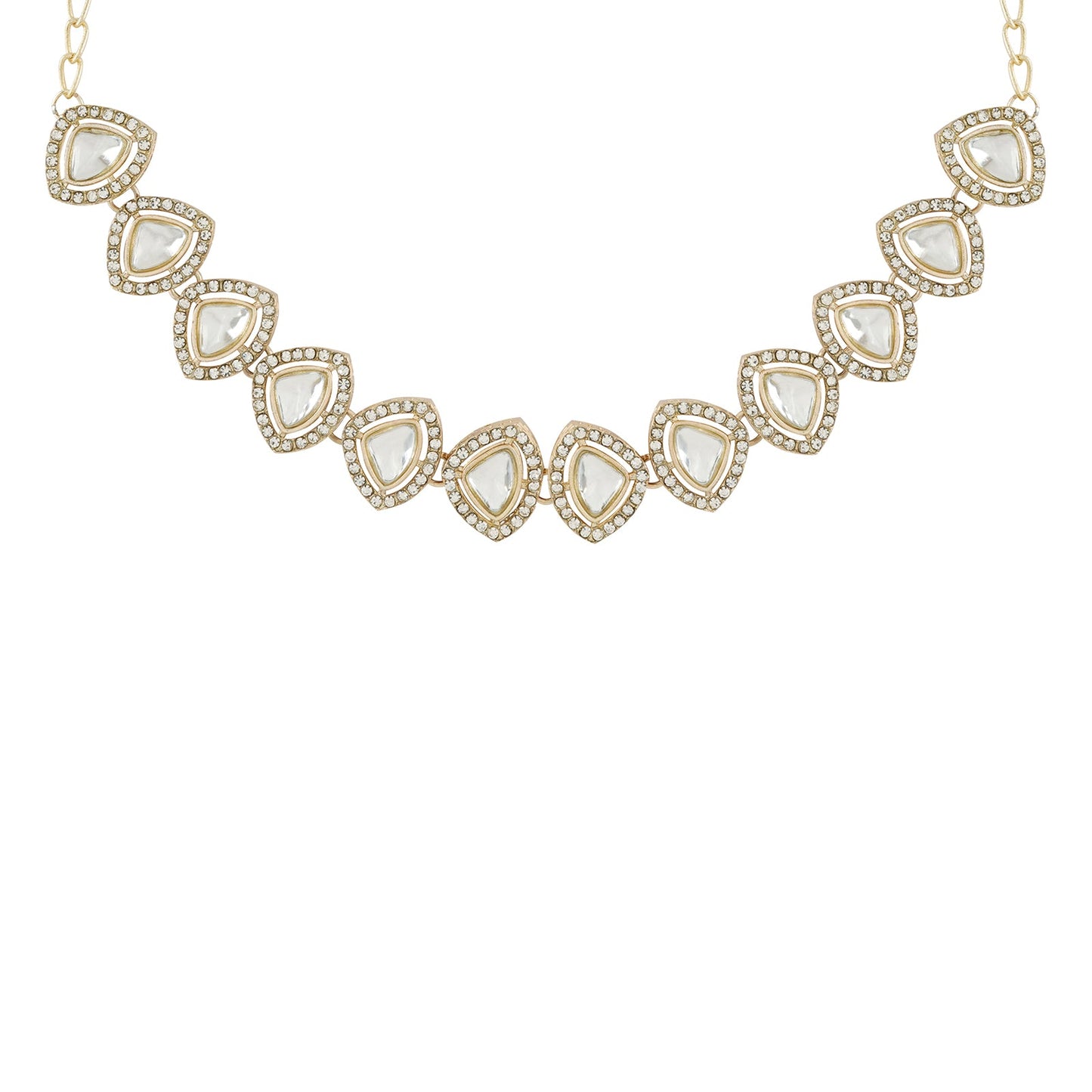 Teejh Vatsala Gold White Necklace set