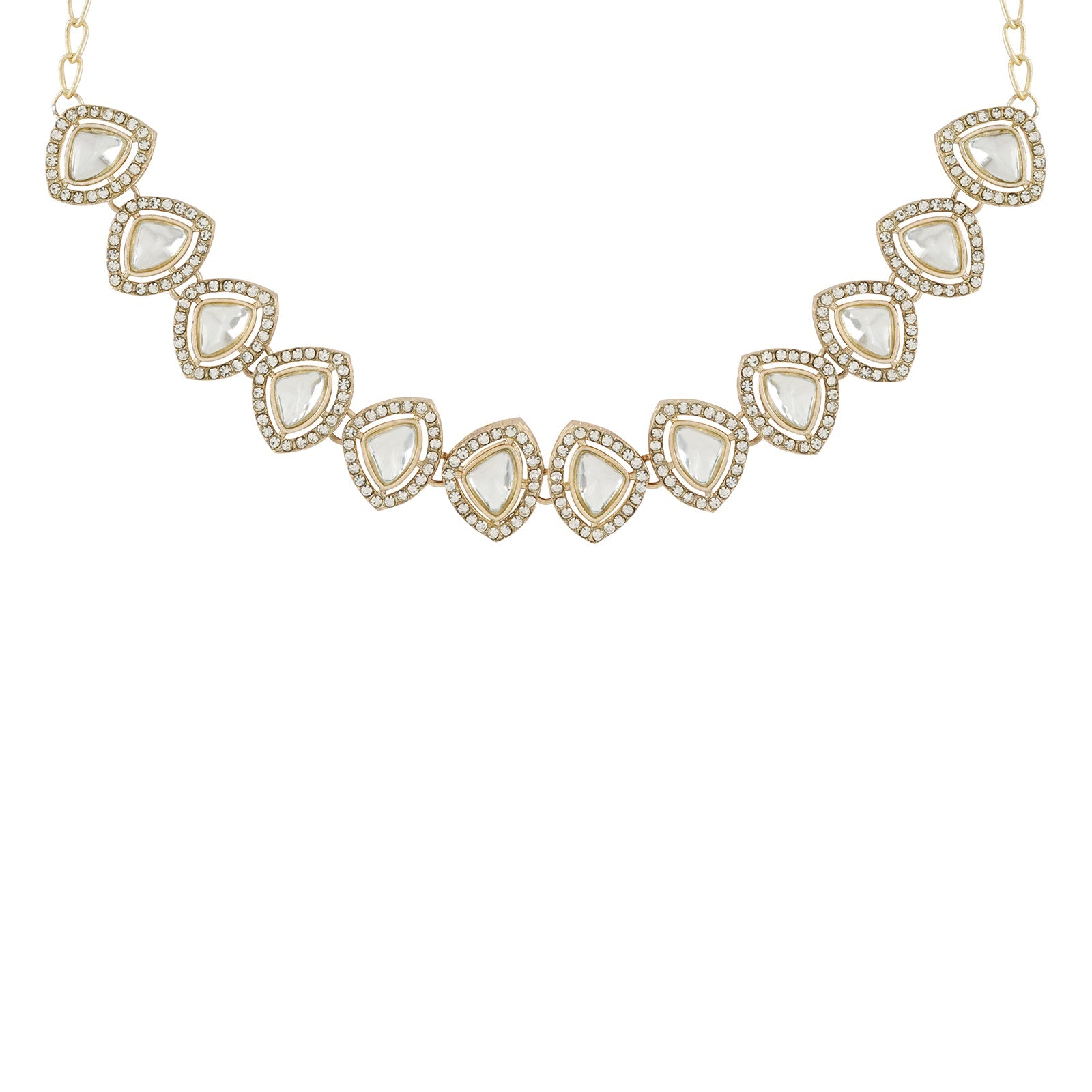 Teejh Vatsala Gold White Necklace set