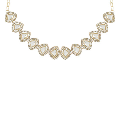 Teejh Vatsala Gold White Necklace set