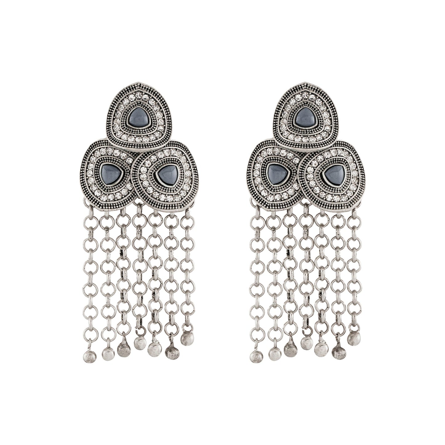 Teejh Mrinal Silver Grey Earring