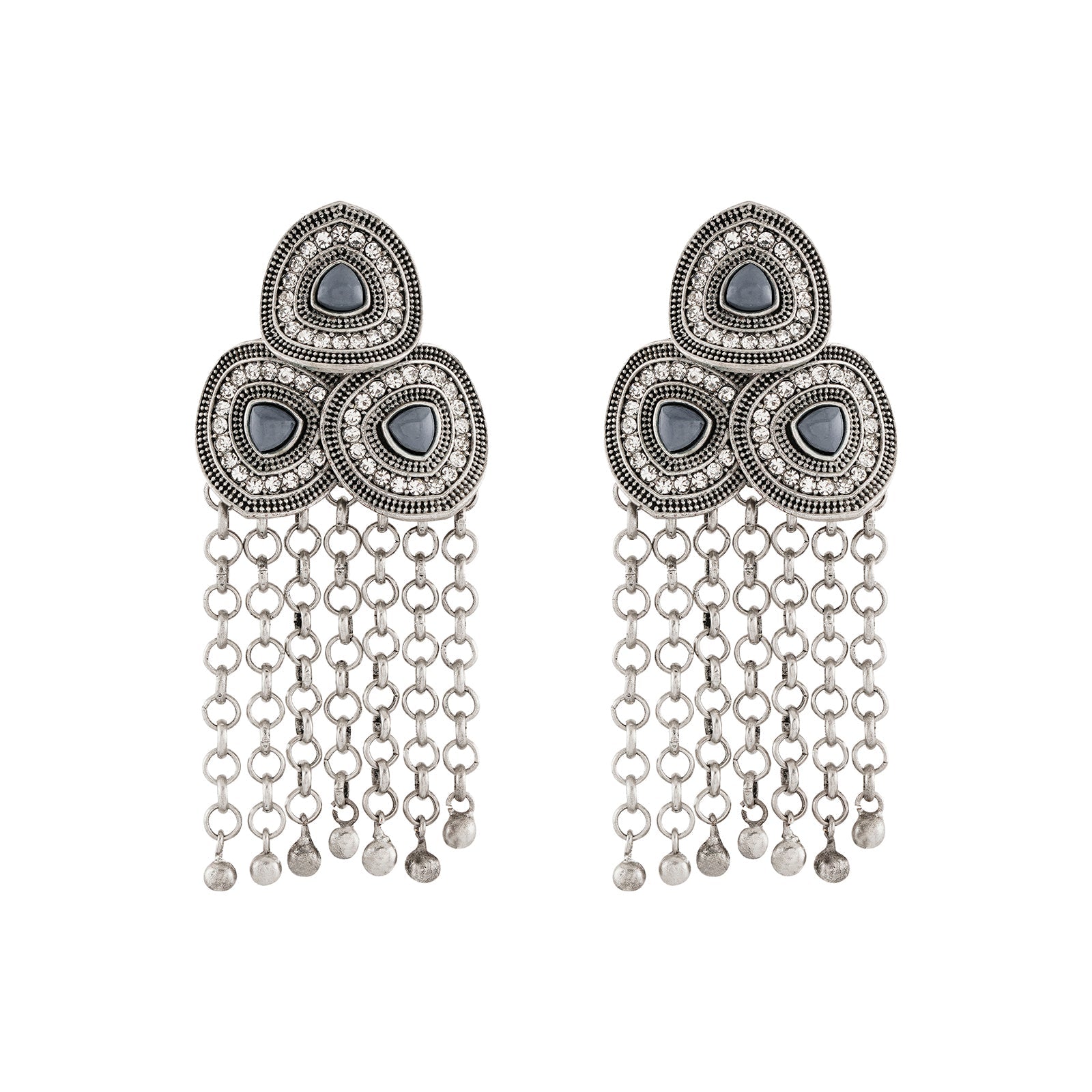 Teejh Mrinal Silver Grey Earring
