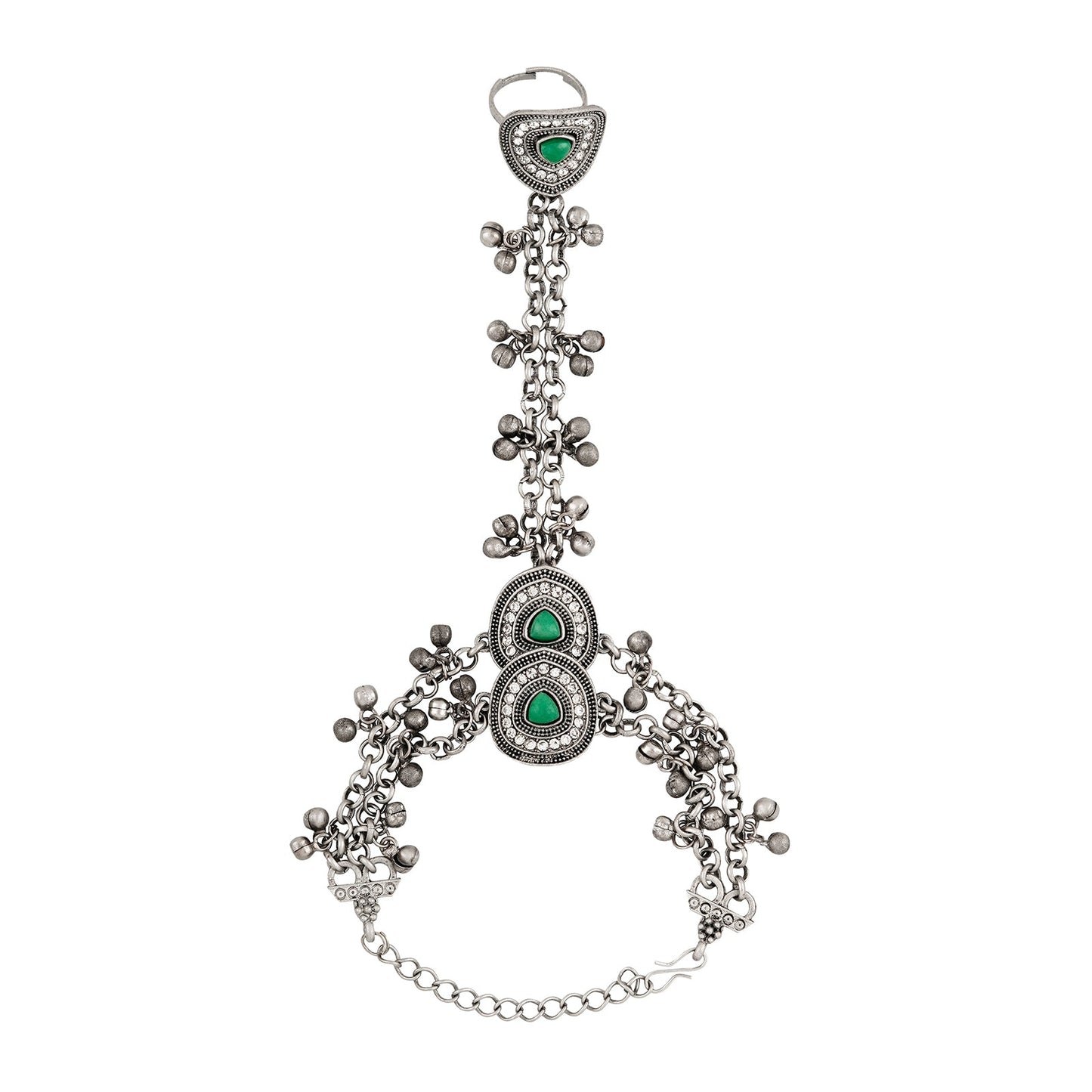Teejh Yashwi Silver Turquoise Hathphool