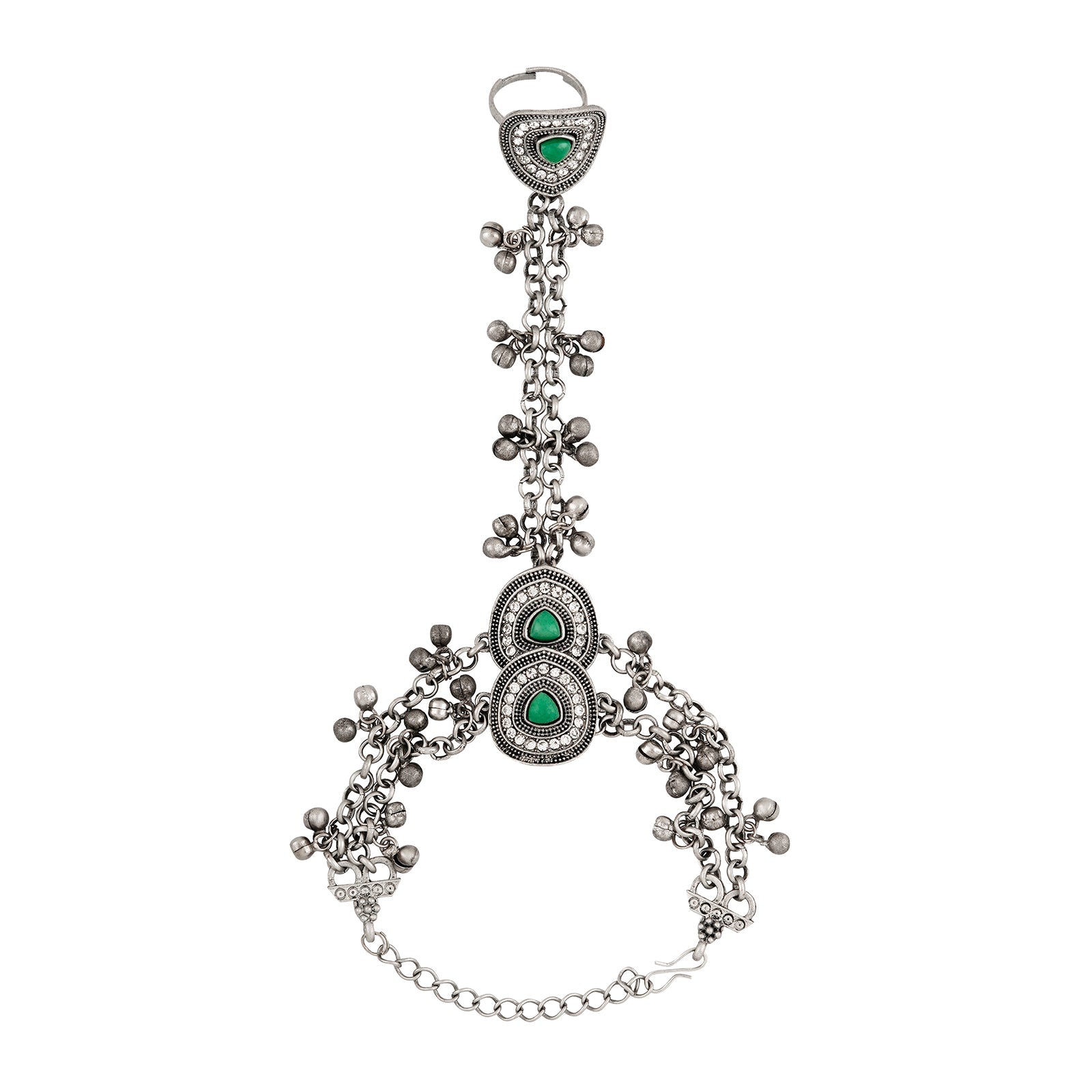 Teejh Yashwi Silver Turquoise Hathphool