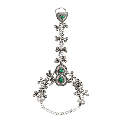 Teejh Yashwi Silver Turquoise Hathphool