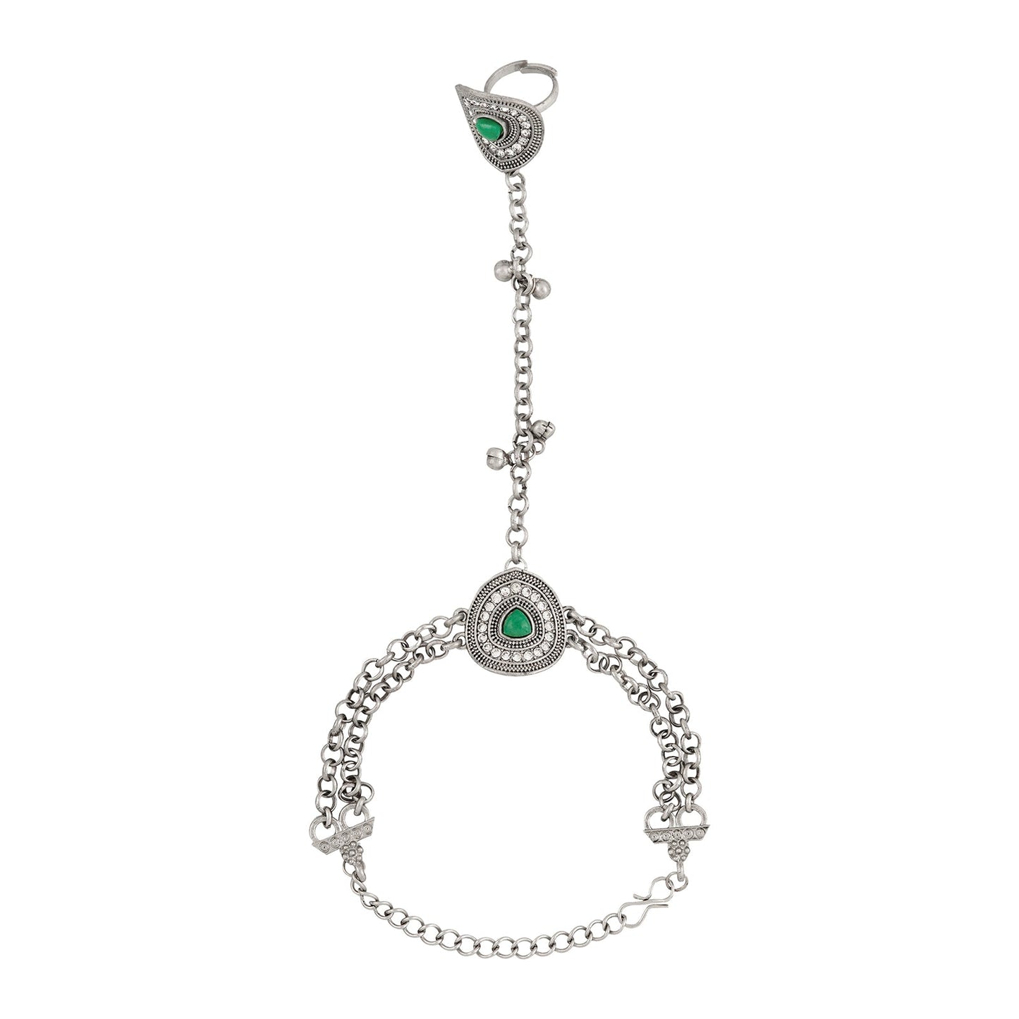 Teejh Vishruti Silver Turquoise Hathphool