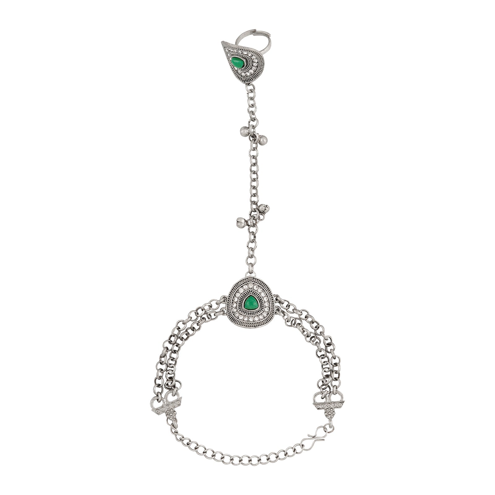 Teejh Vishruti Silver Turquoise Hathphool