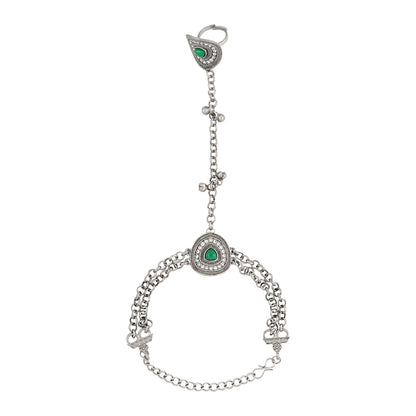 Teejh Vishruti Silver Turquoise Hathphool