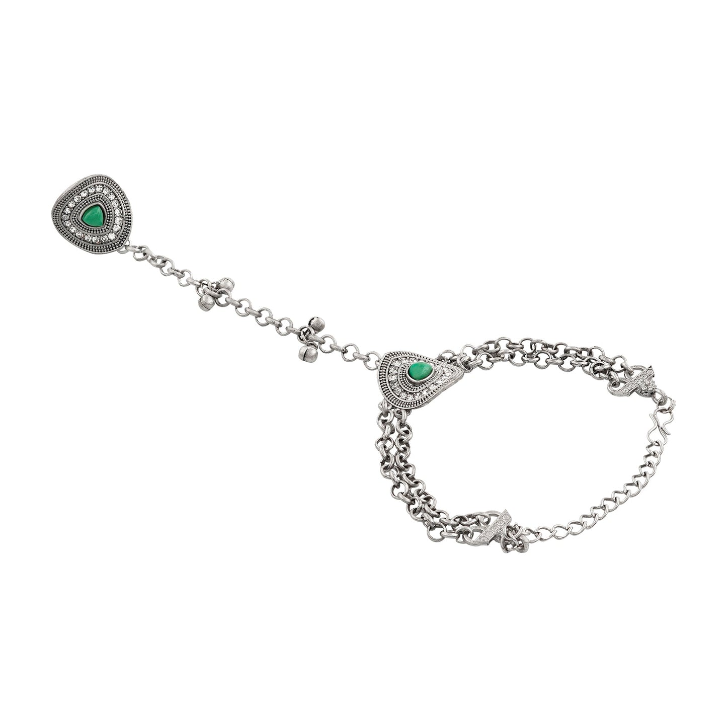 Teejh Vishruti Silver Turquoise Hathphool