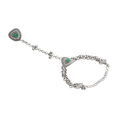 Teejh Vishruti Silver Turquoise Hathphool