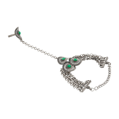 Teejh Khushboo Silver Turquoise Hathphool
