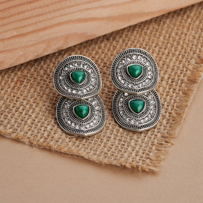 Teejh Drishti Silver Green Stud