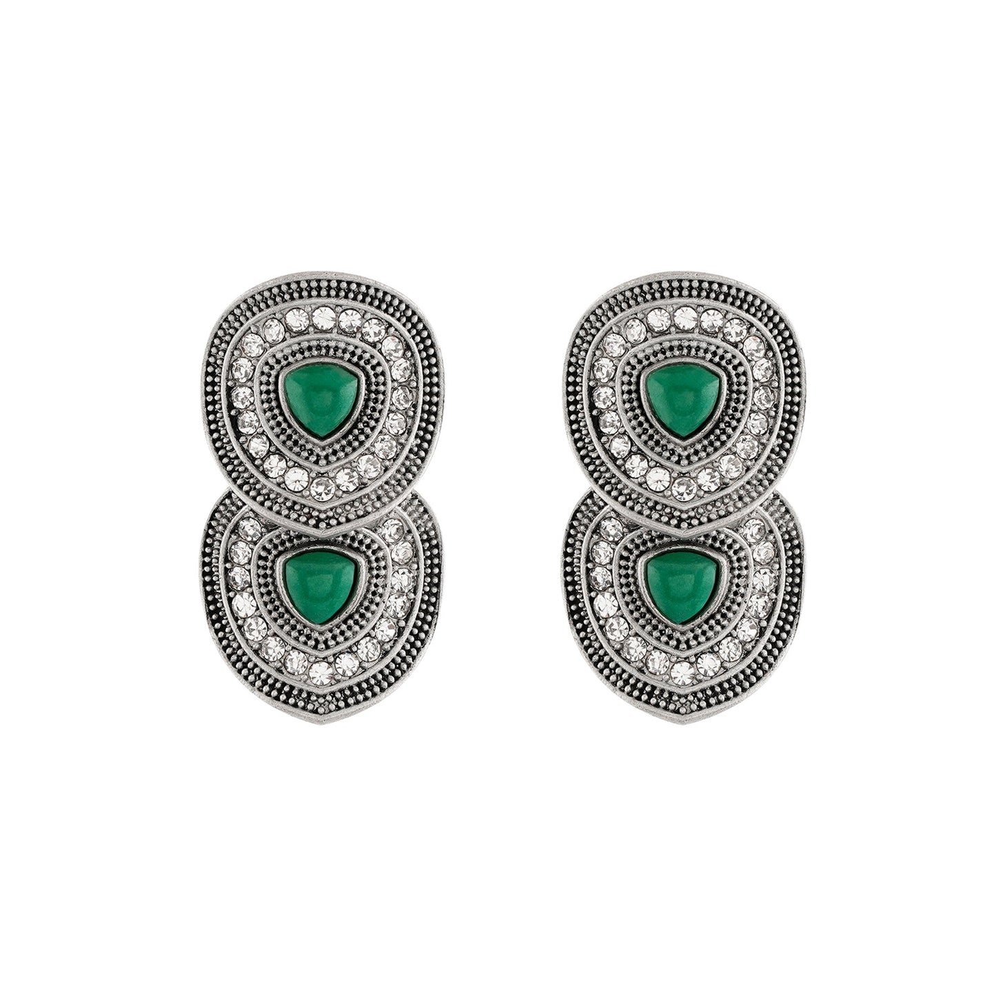 Teejh Drishti Silver Green Stud
