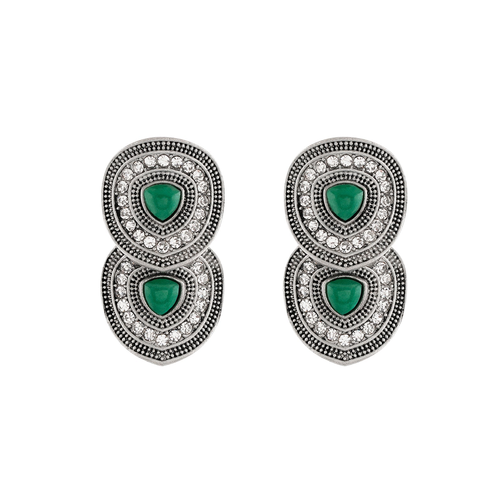 Teejh Drishti Silver Green Stud