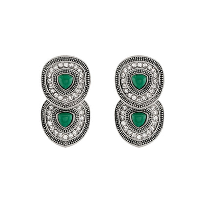 Teejh Drishti Silver Green Stud