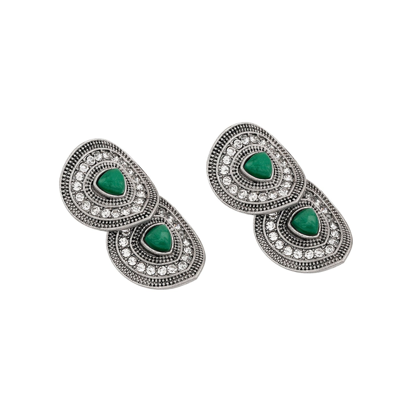 Teejh Drishti Silver Green Stud