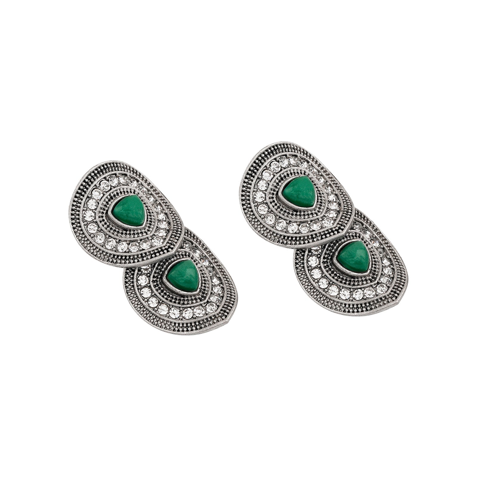 Teejh Drishti Silver Green Stud