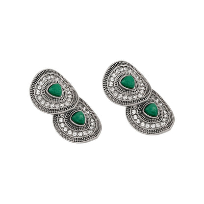 Teejh Drishti Silver Green Stud