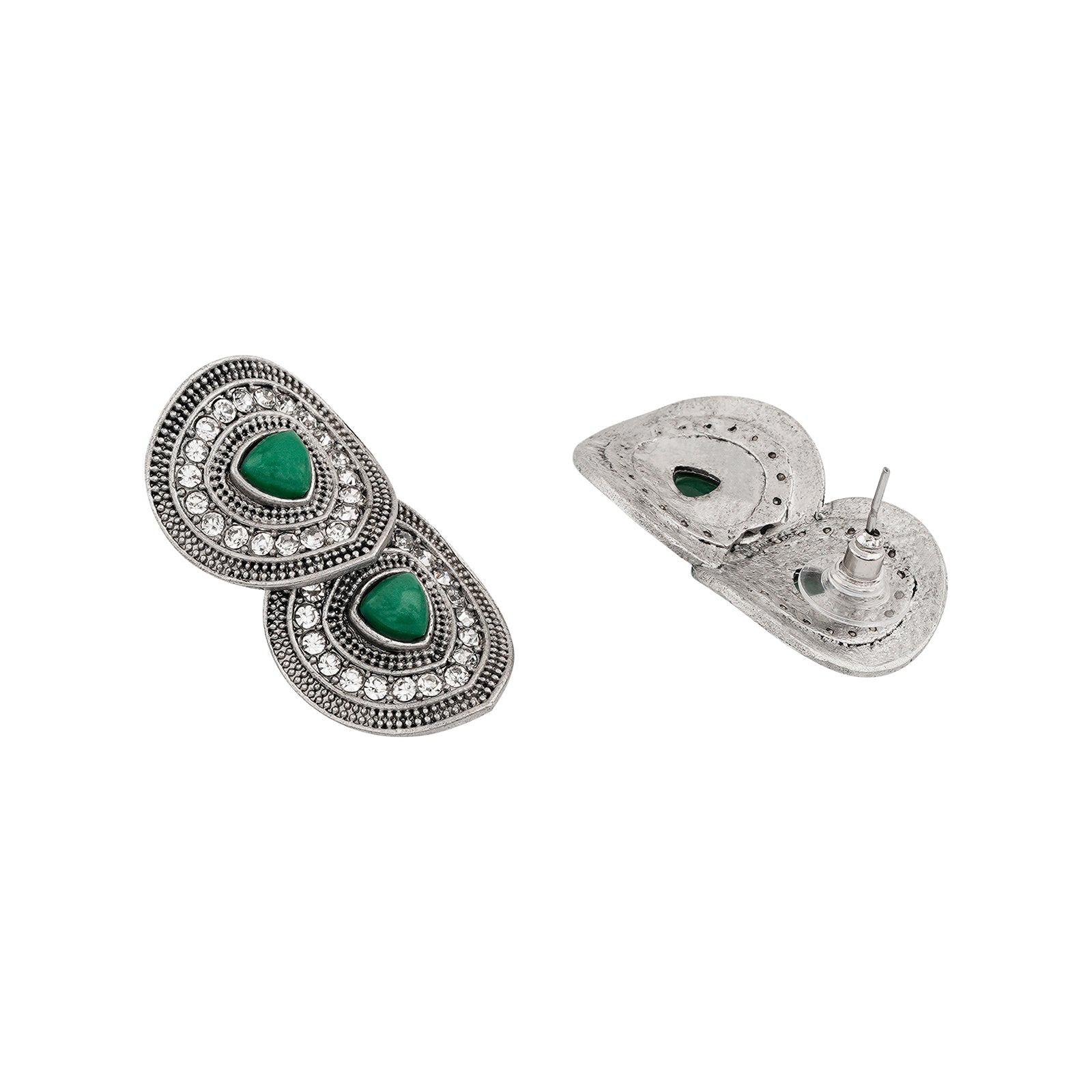 Teejh Drishti Silver Green Stud