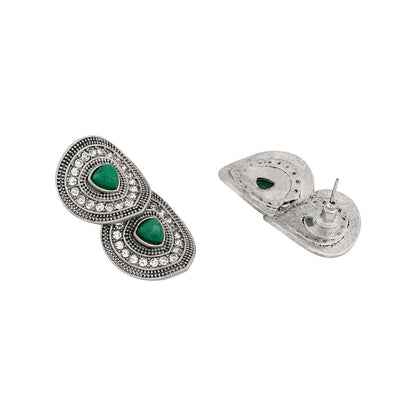 Teejh Drishti Silver Green Stud