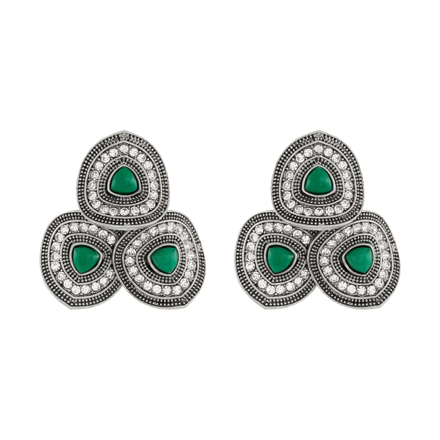 Teejh Daya Silver Green Stud