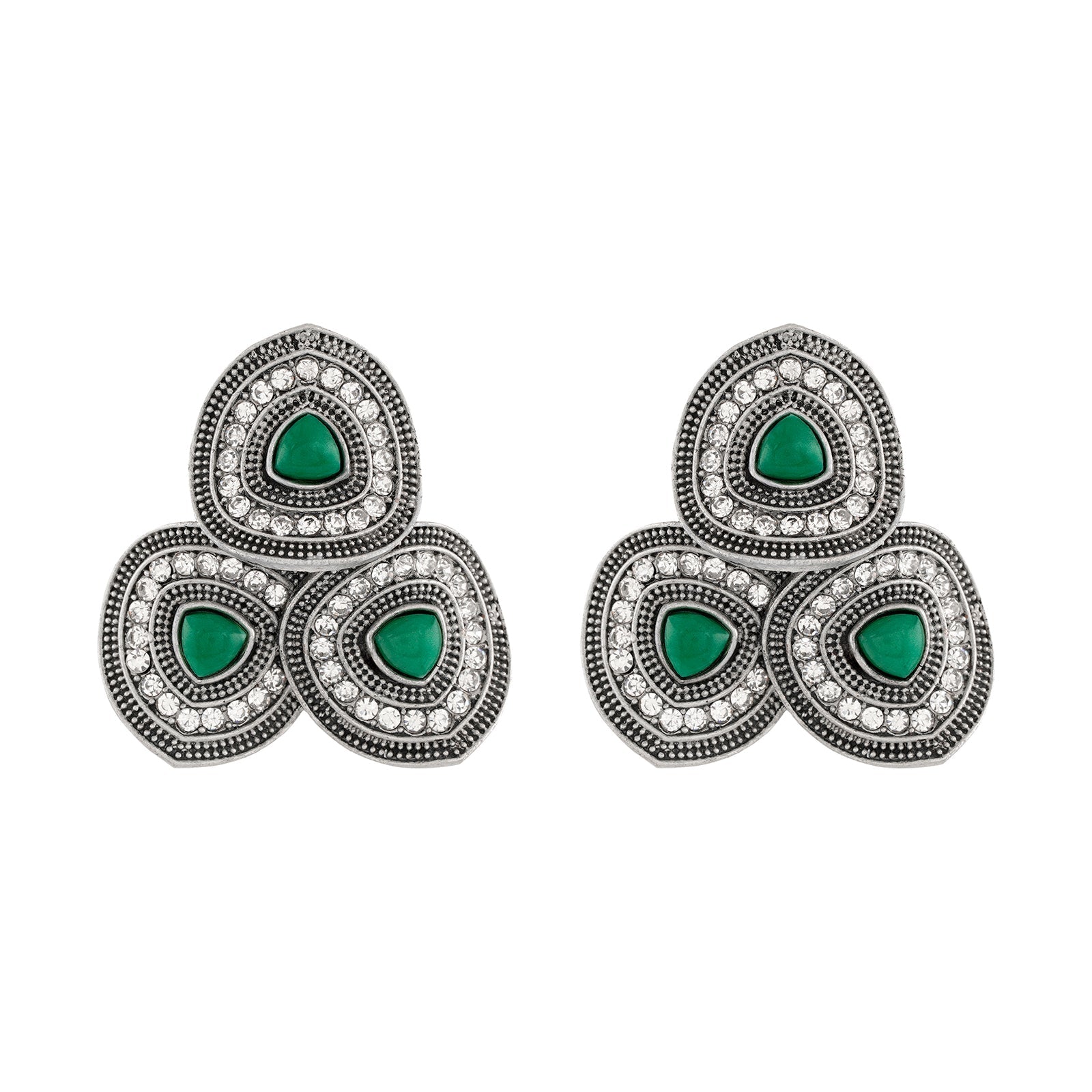 Teejh Daya Silver Green Stud
