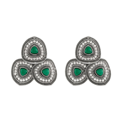 Teejh Daya Silver Green Stud